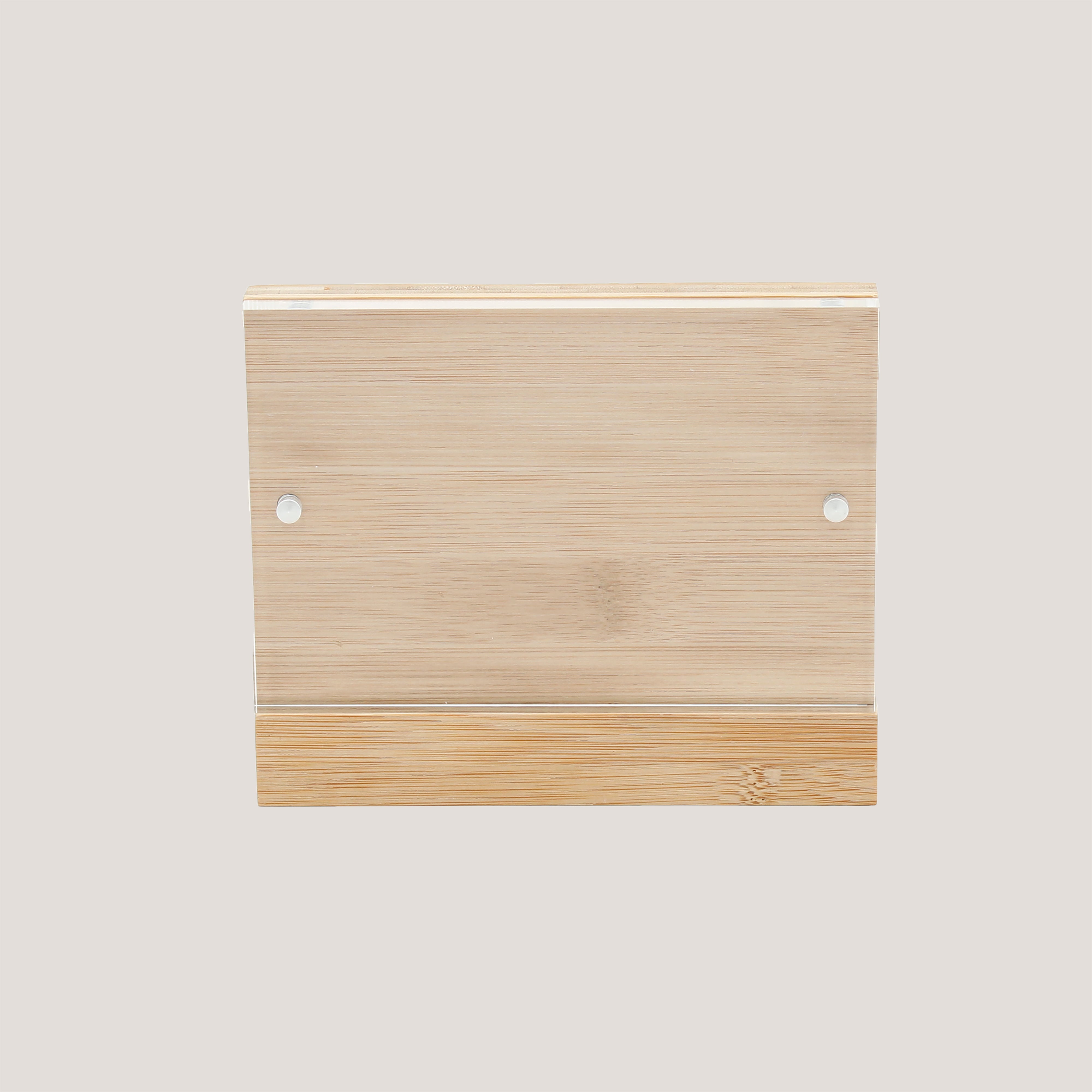 Close-up of extra strong magnetic corners on 4x6 Bamboo Acrylic Frame for secure photo display