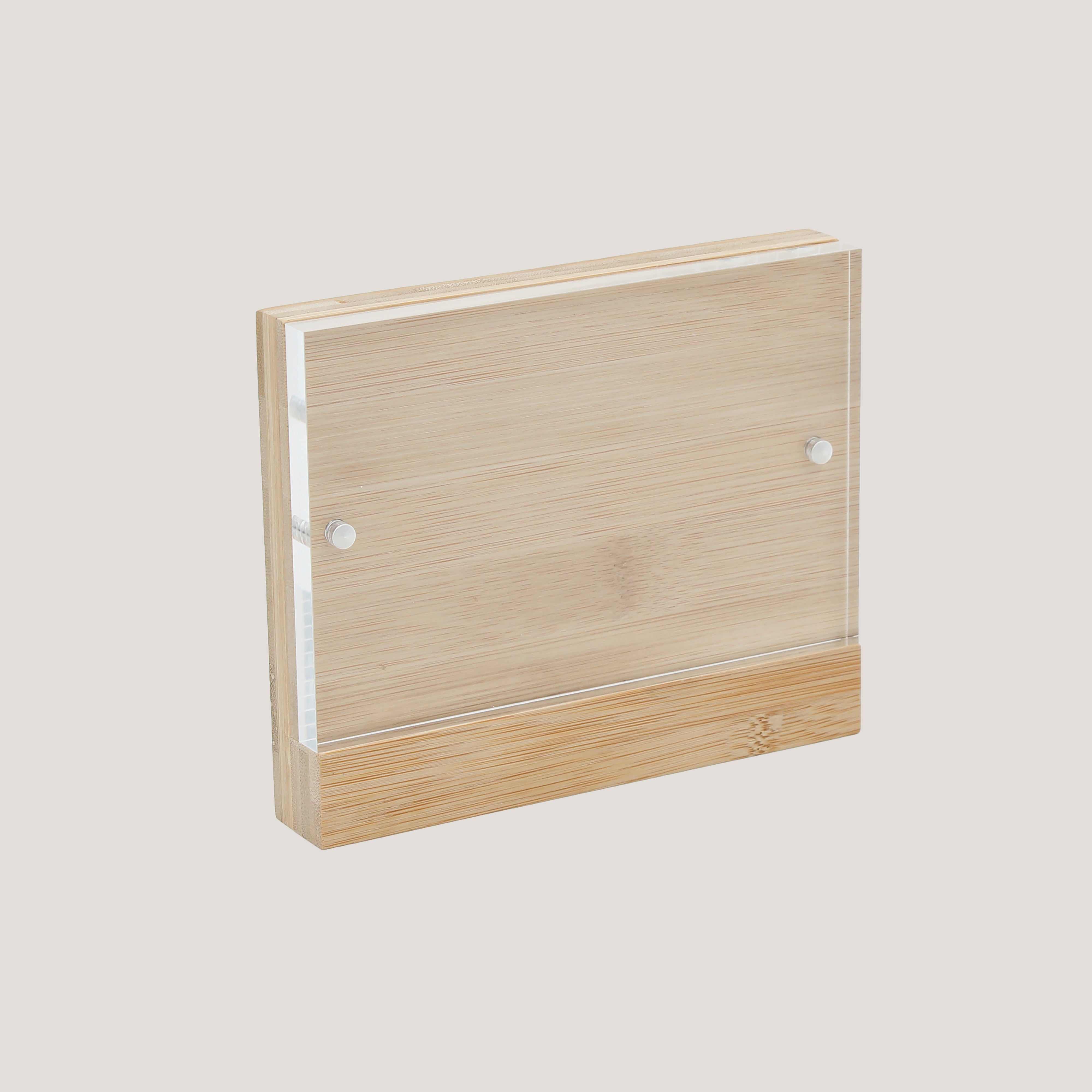 Peleman 4x6 Bamboo Acrylic Photo Panel displaying picture between clear acrylic cover and bamboo backing.