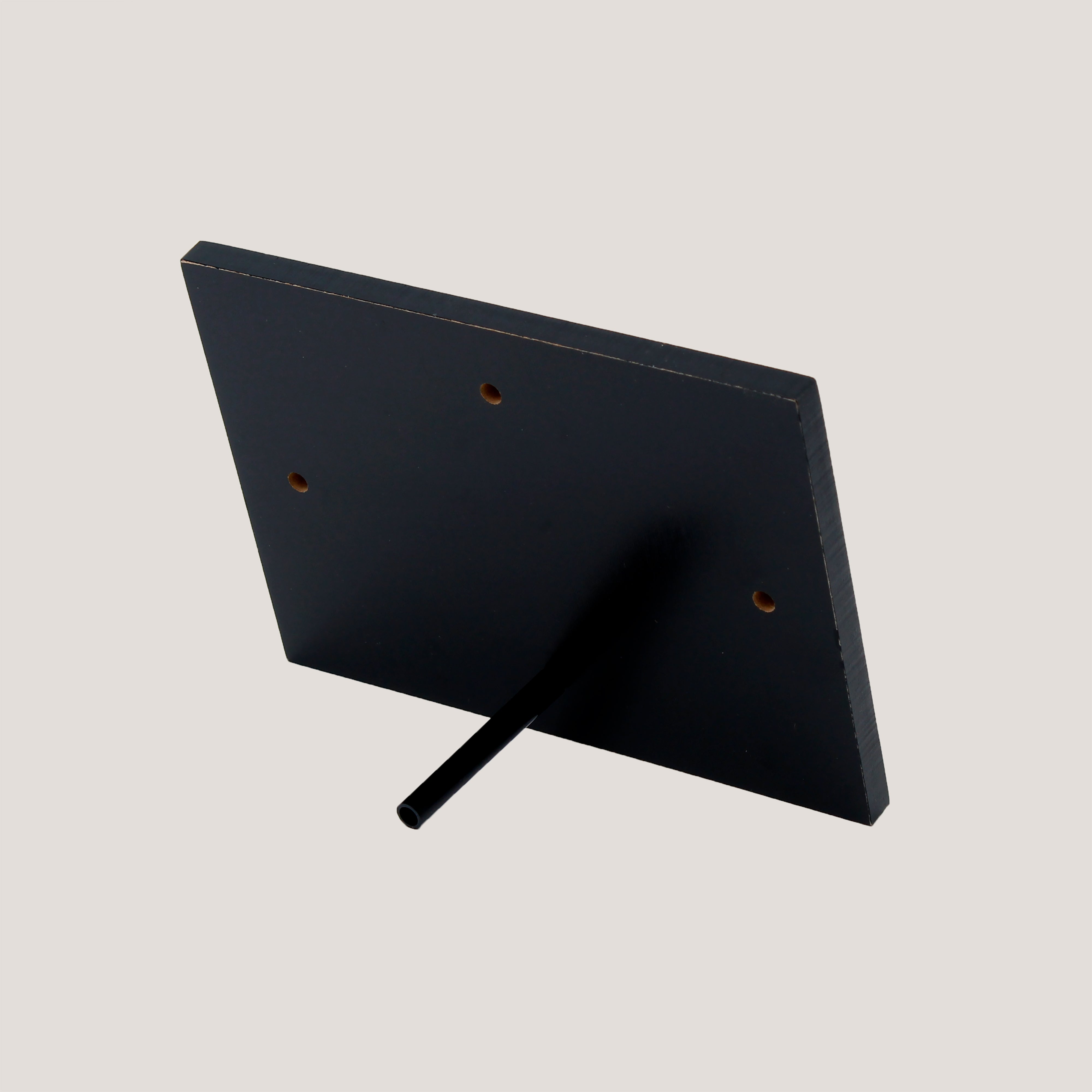 Back of 8x10 Wood Photo Panel with four pre-drilled holes and peg for shelf or wall display.