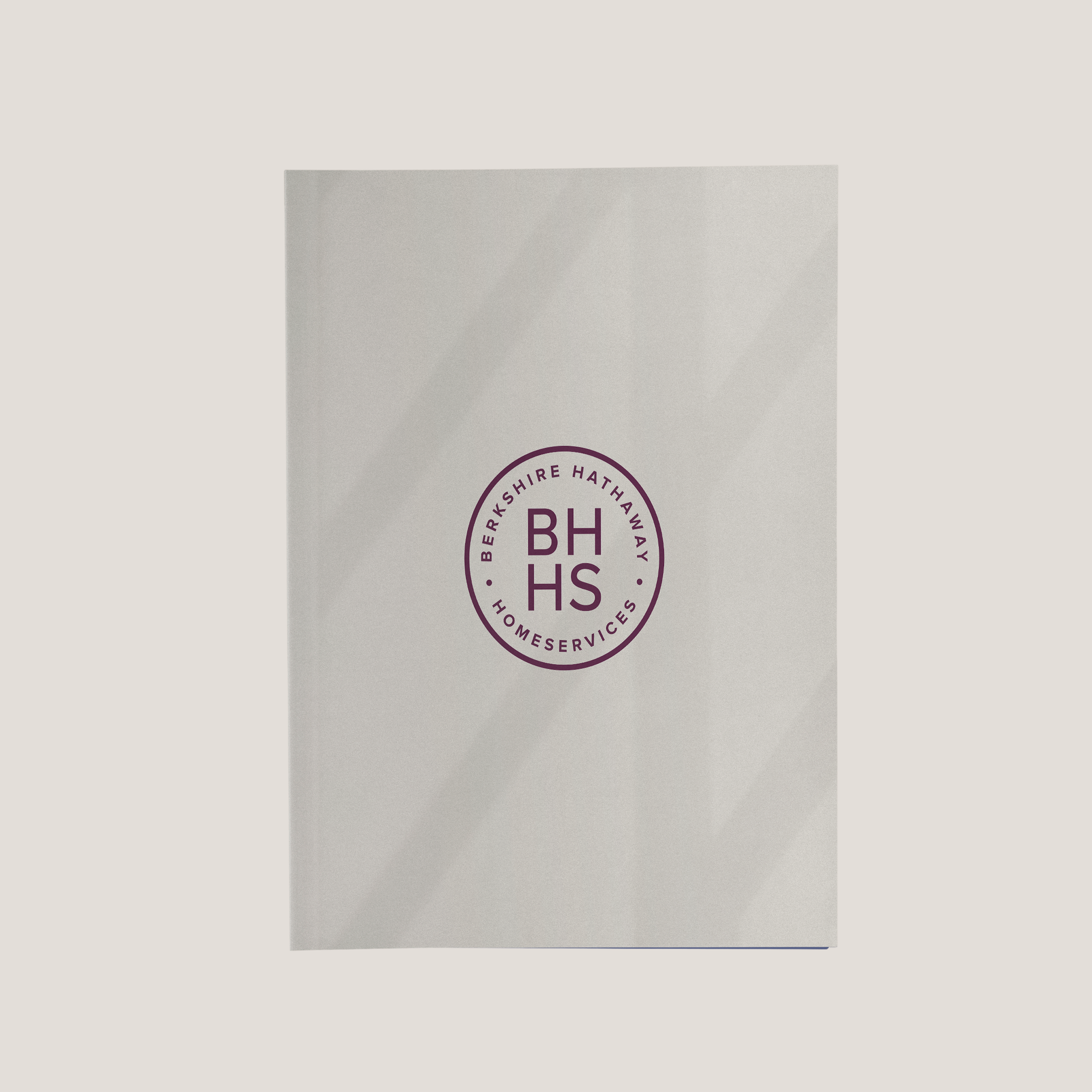 BHHS Tan Lay Flat Pocket Folder front cover with soft touch finish and BHHS logo branding