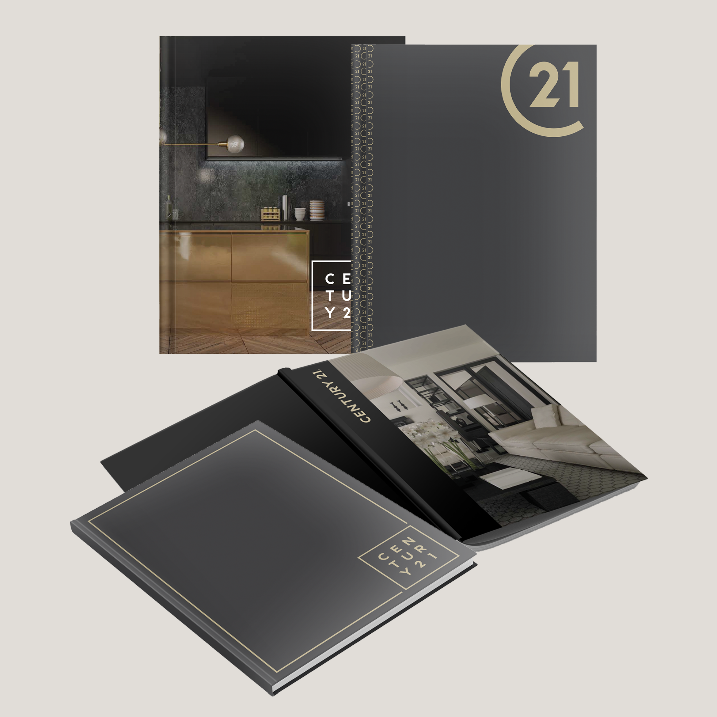 Full color custom presentation covers by Peleman – personalized lay-flat hardcover and softcover options for real estate listings