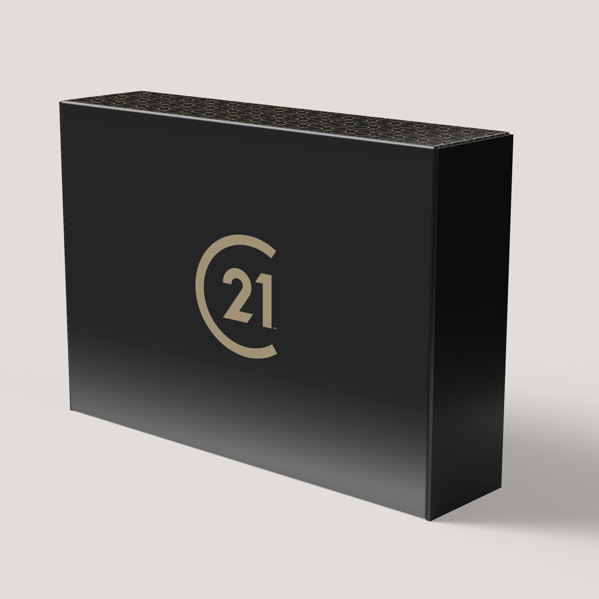 Century 21 Charcoal Large Gift Box. Modern charcoal finish with professional strength, ideal for client gifts and polished presentations.