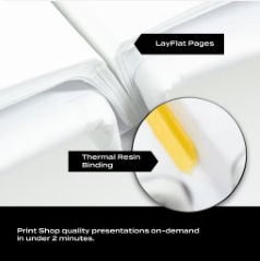 LayFlat paper bound with yellow thermal resin for seamless spreads