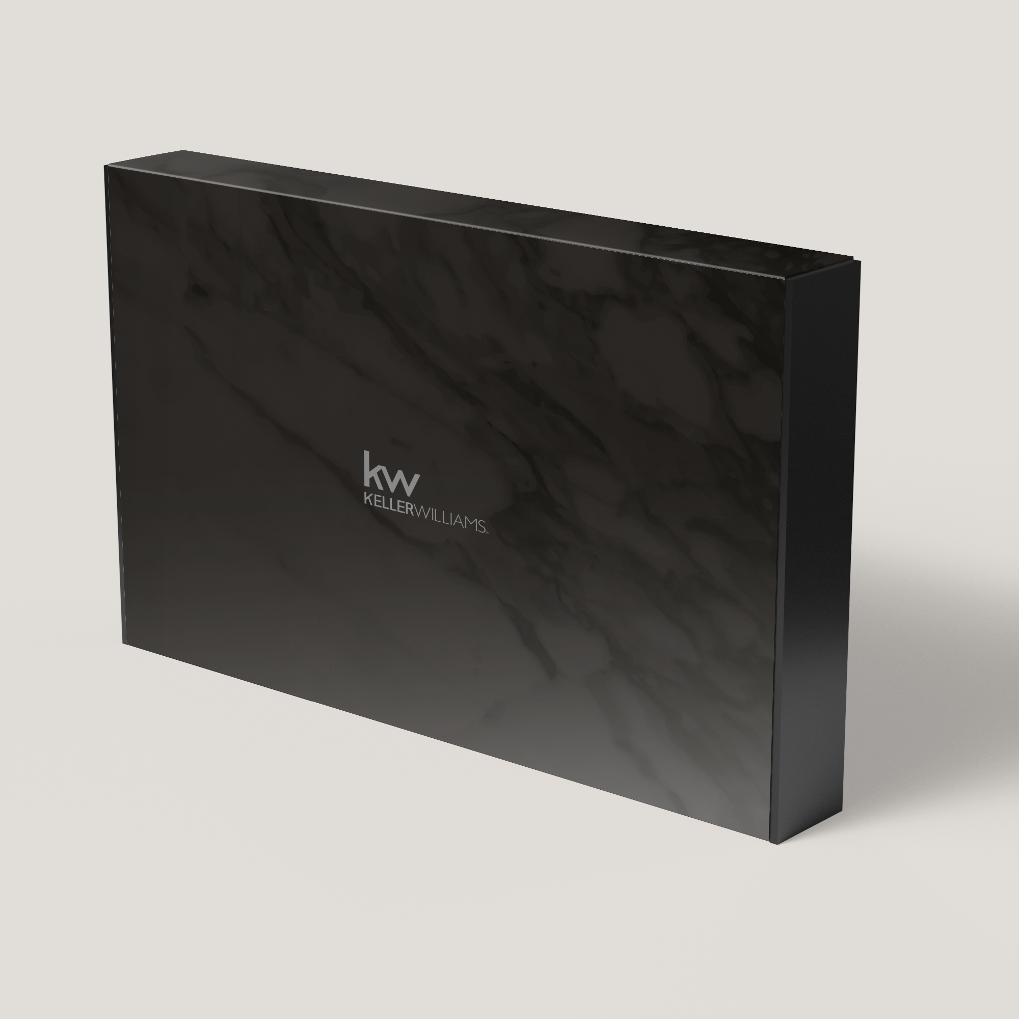 KW Black Marble 1.75 Presentation Box. Luxury marble finish with strong build, perfect for high-end real estate presentations.