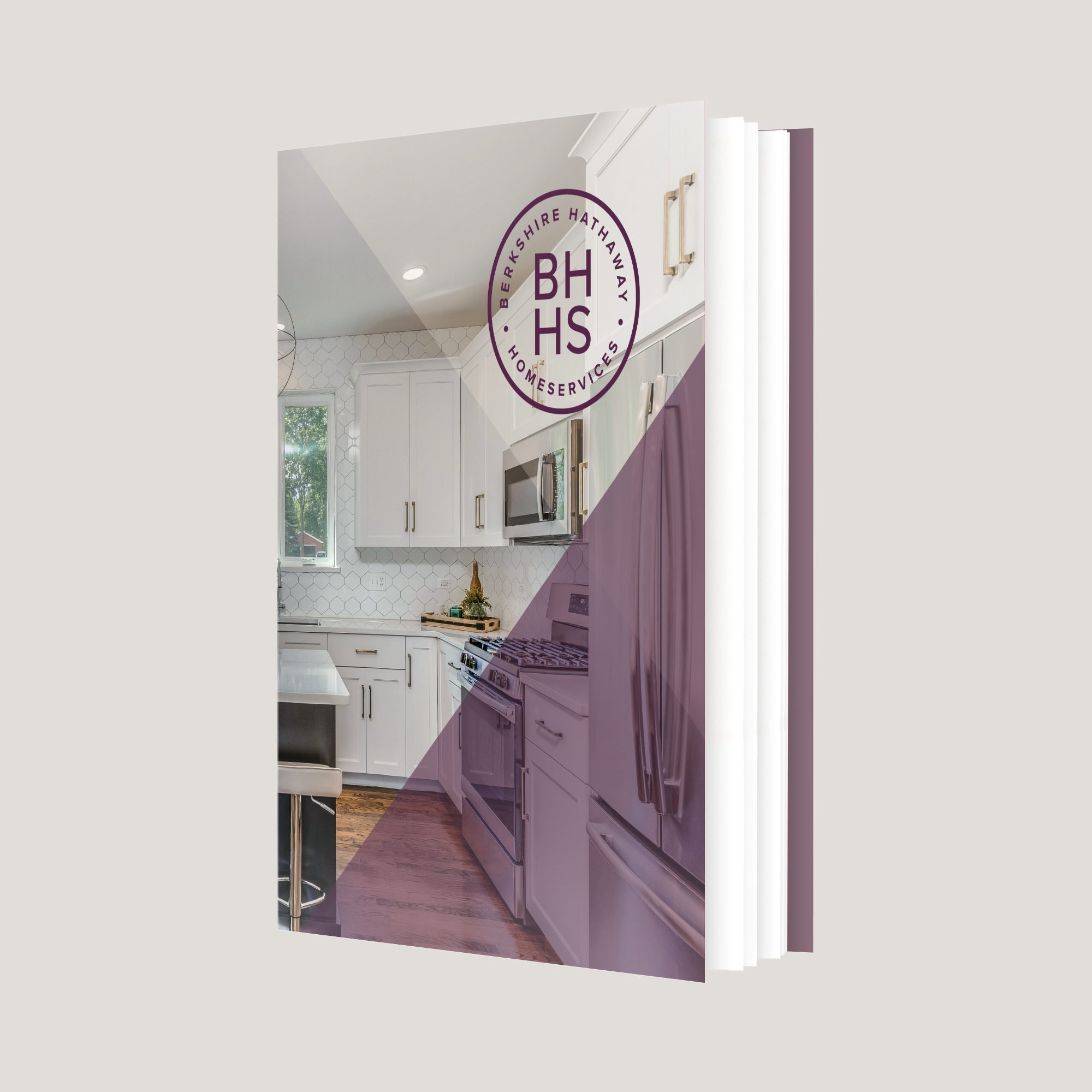 Side angle of BHHS Kitchen Lay Flat Softcover showing spine 40 capacity and soft touch material