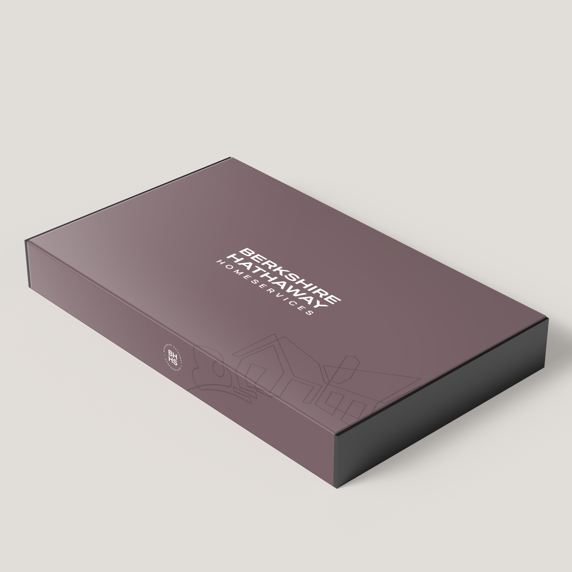 Purple box with 'Berkshire Hathaway Home Services' branding on a light gray background