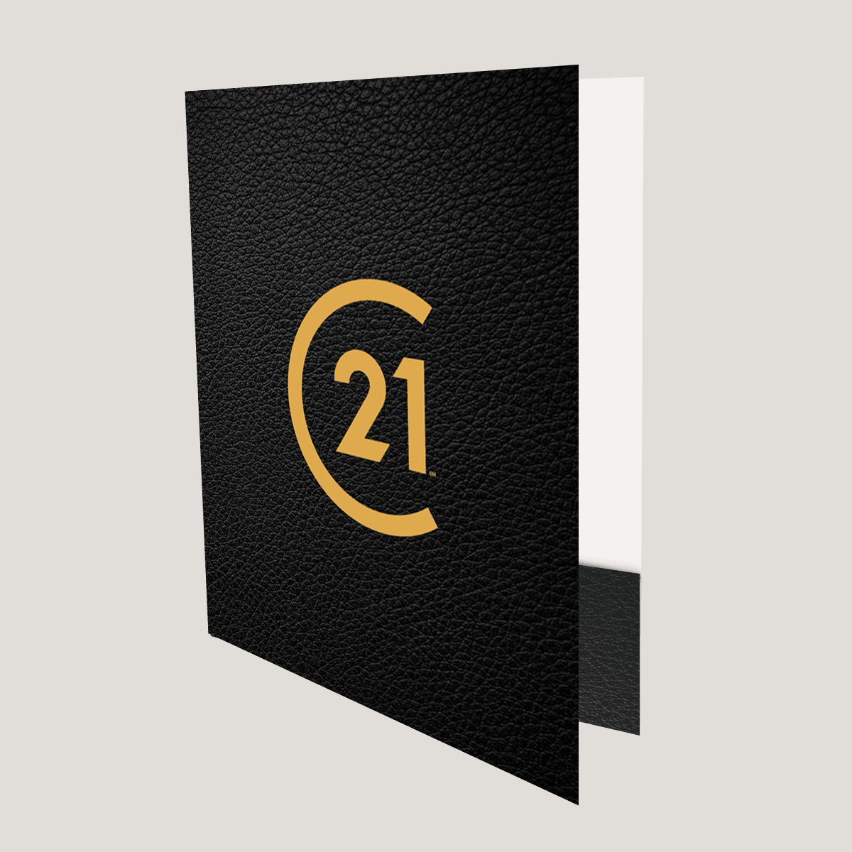 C21 Black Leather - Lay Flat POCKET FOLDER - CLEARANCE (40 Pack) - Peleman Industries Inc. -