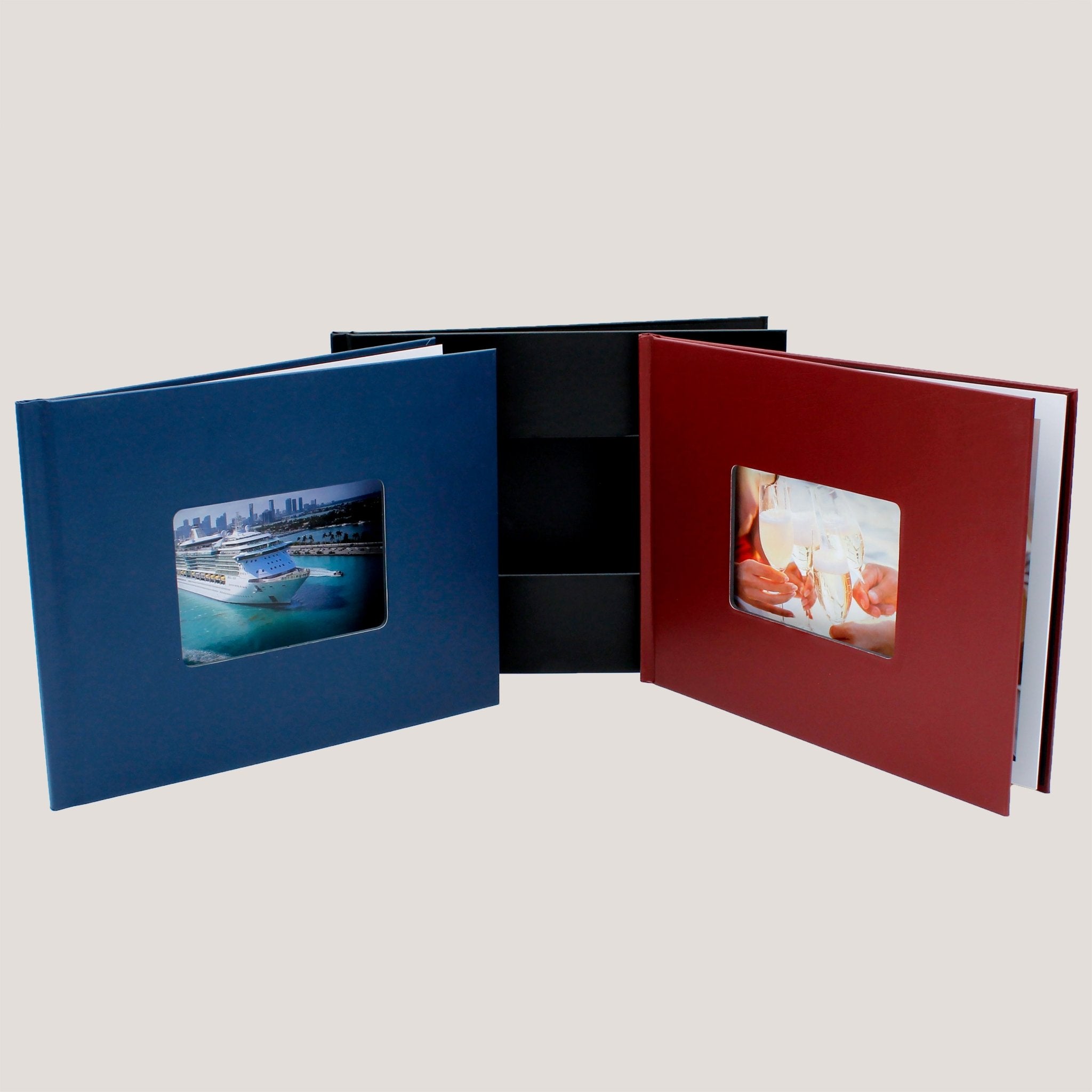 Faux Leather Photobooks w/ Window - Peleman Industries Inc. - Dark Blue - 05mm -