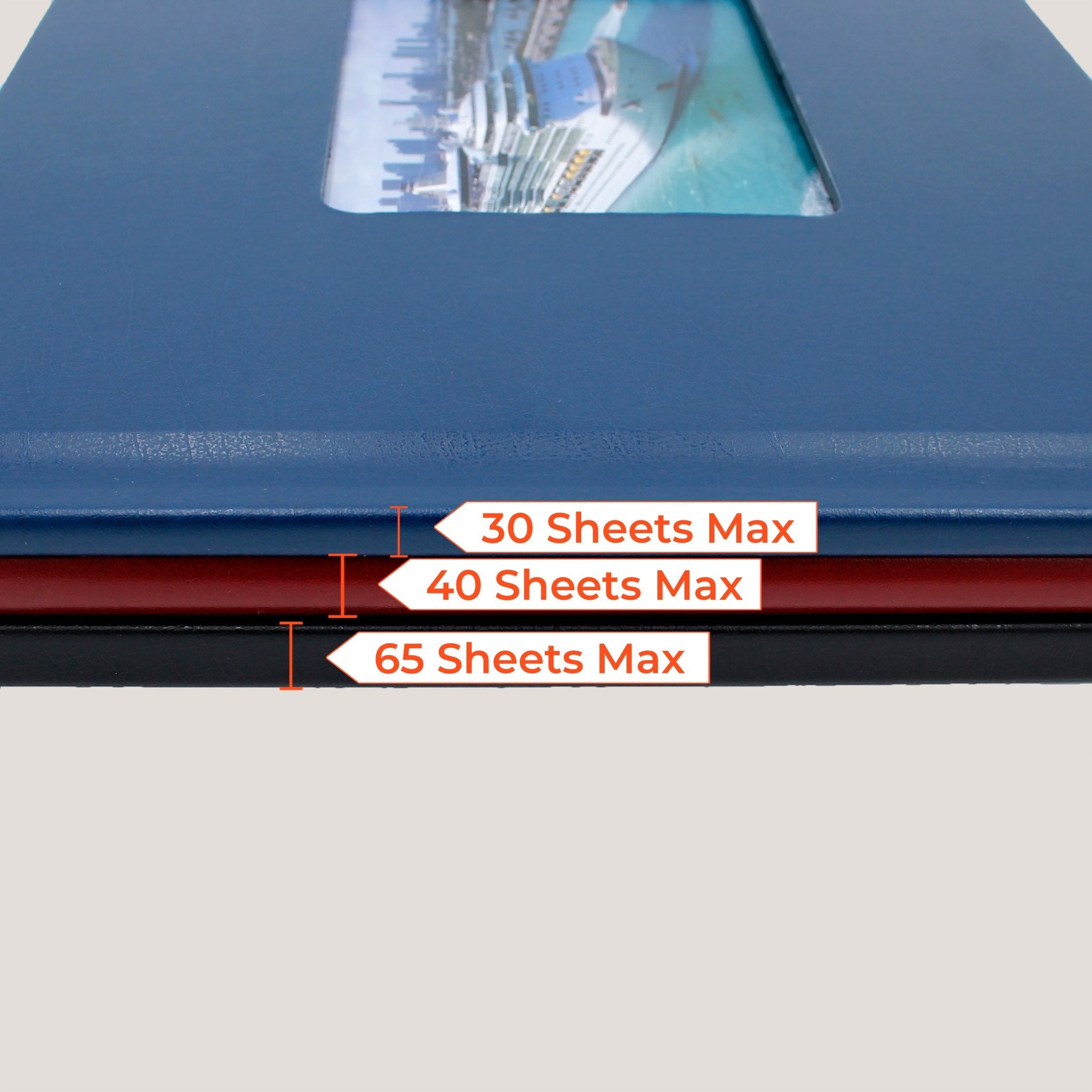 Faux Leather Photobooks w/ Window - Peleman Industries Inc. - Dark Blue - 05mm -