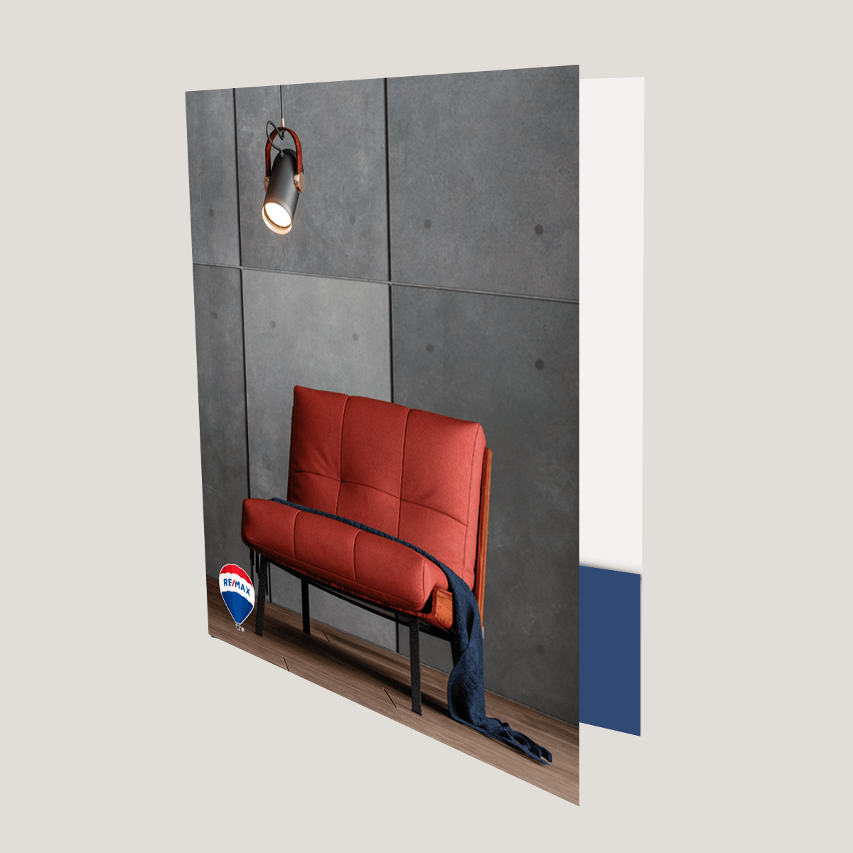 Re/Max Chair - Lay Flat POCKET FOLDER - CLEARANCE (40 Pack) - Peleman Industries Inc. -