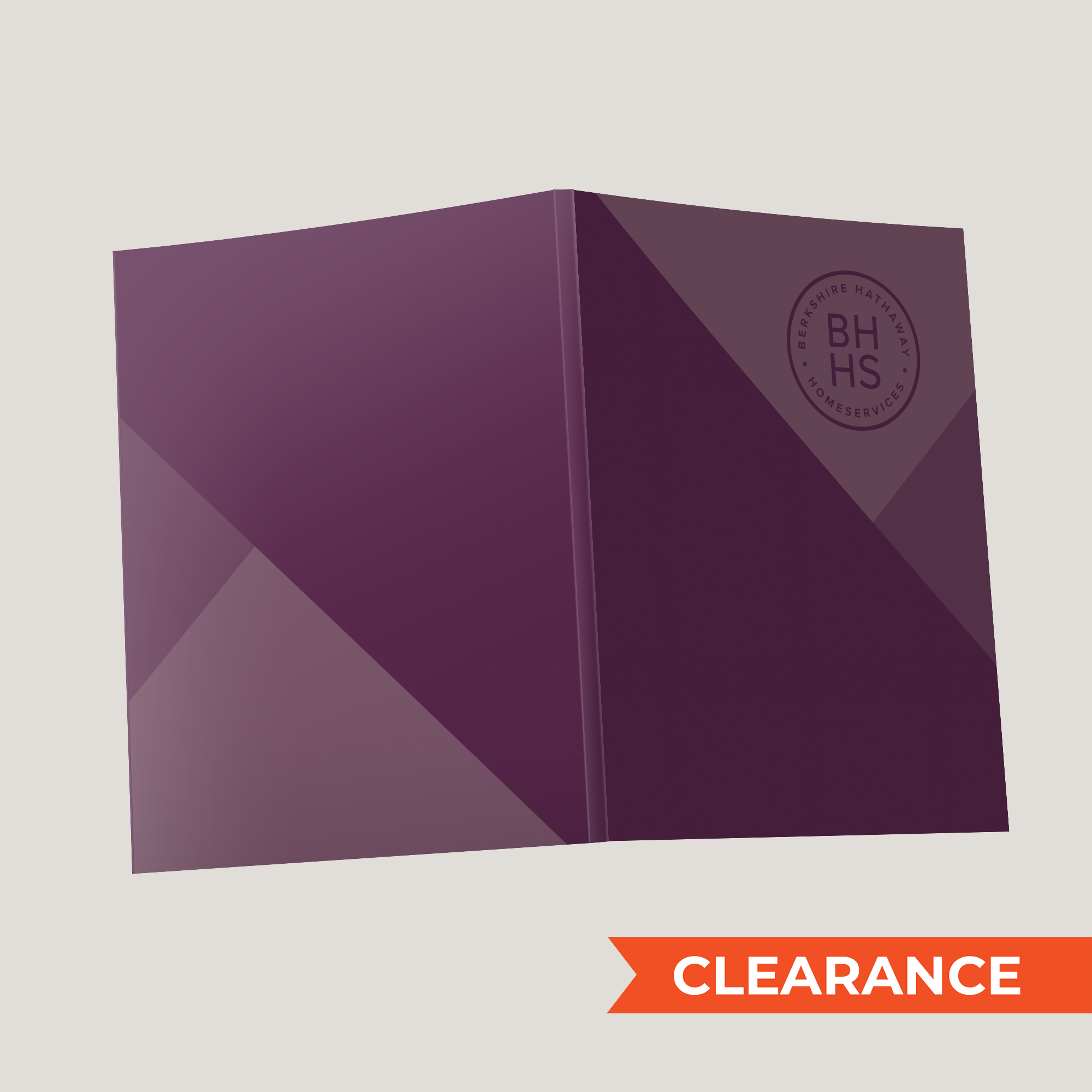 BHHS Cabernet Lay Flat Pocket Folder by Peleman – branded Berkshire Hathaway HomeServices real estate presentation folder 40 pack clearance