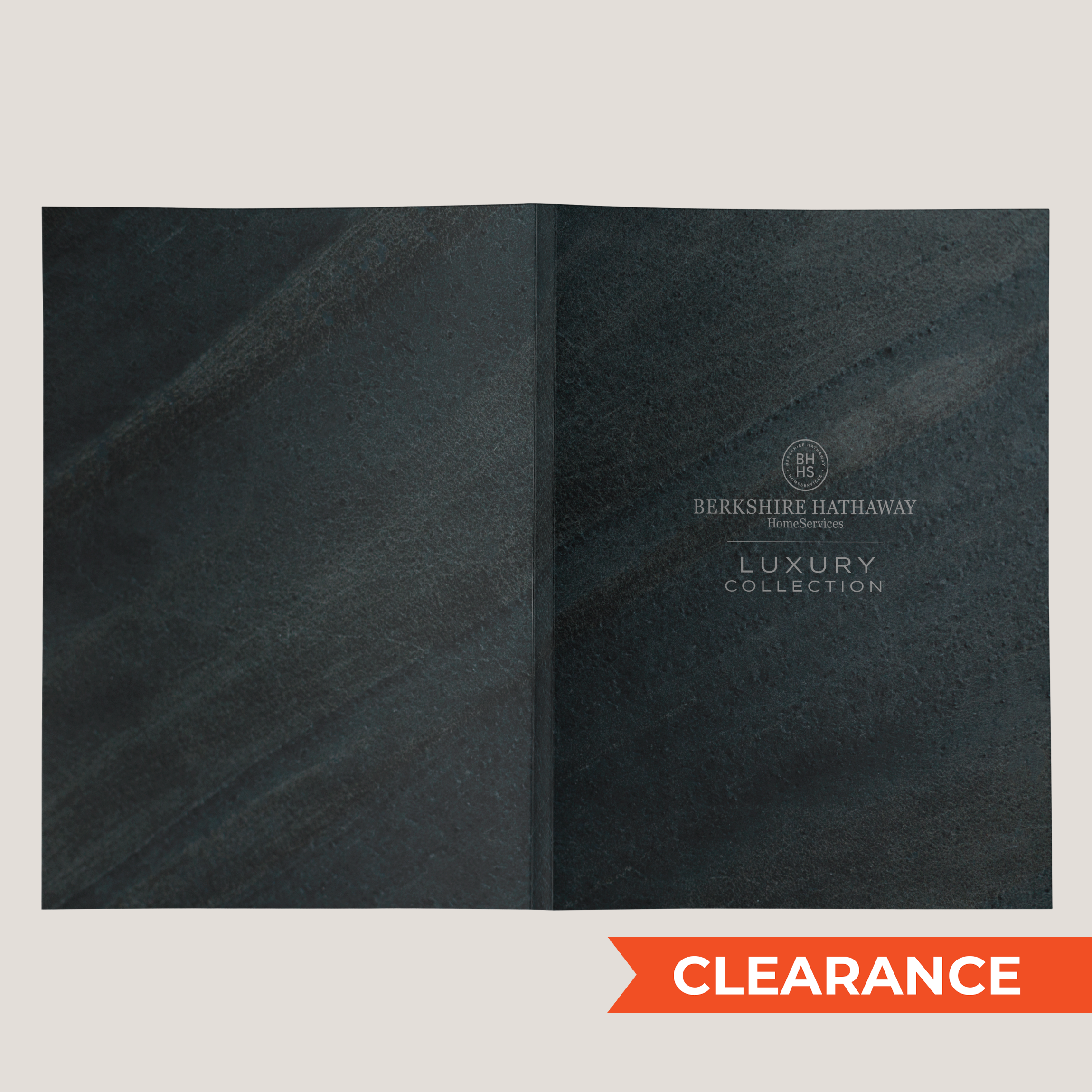 BHHS Luxury Texture Lay Flat Pocket Folder by Peleman Berkshire Hathaway HomeServices branded real estate presentation folder clearance pack of 40
