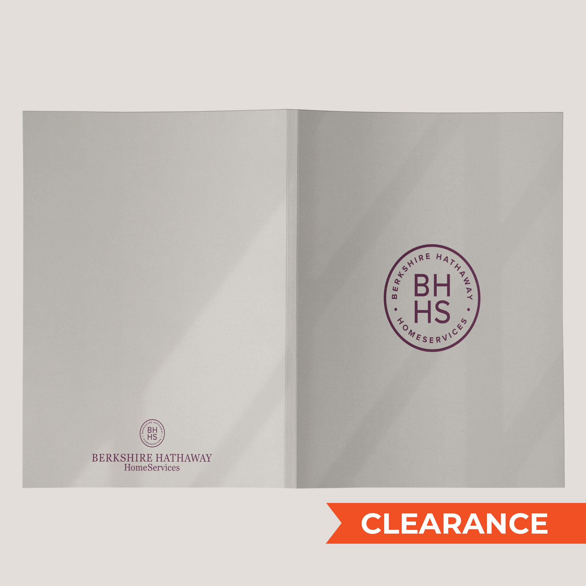 BHHS Tan Lay Flat Pocket Folder by Peleman Berkshire Hathaway HomeServices branded presentation folder clearance pack of 40