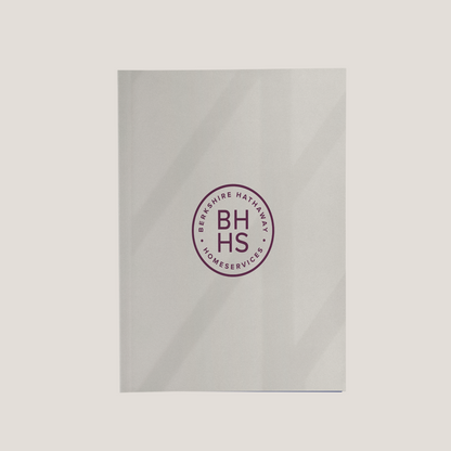 BHHS Tan Lay Flat Pocket Folder front cover with soft touch finish and BHHS logo branding