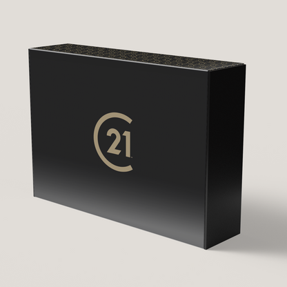 Century 21 Charcoal Large Gift Box. Modern charcoal finish with professional strength, ideal for client gifts and polished presentations.
