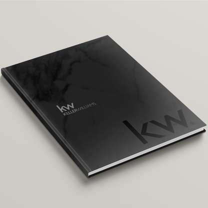 KW Black Marble Bindable Lay Flat Softcover. Luxury marble finish with soft touch design, perfect for professional binding and presentations.