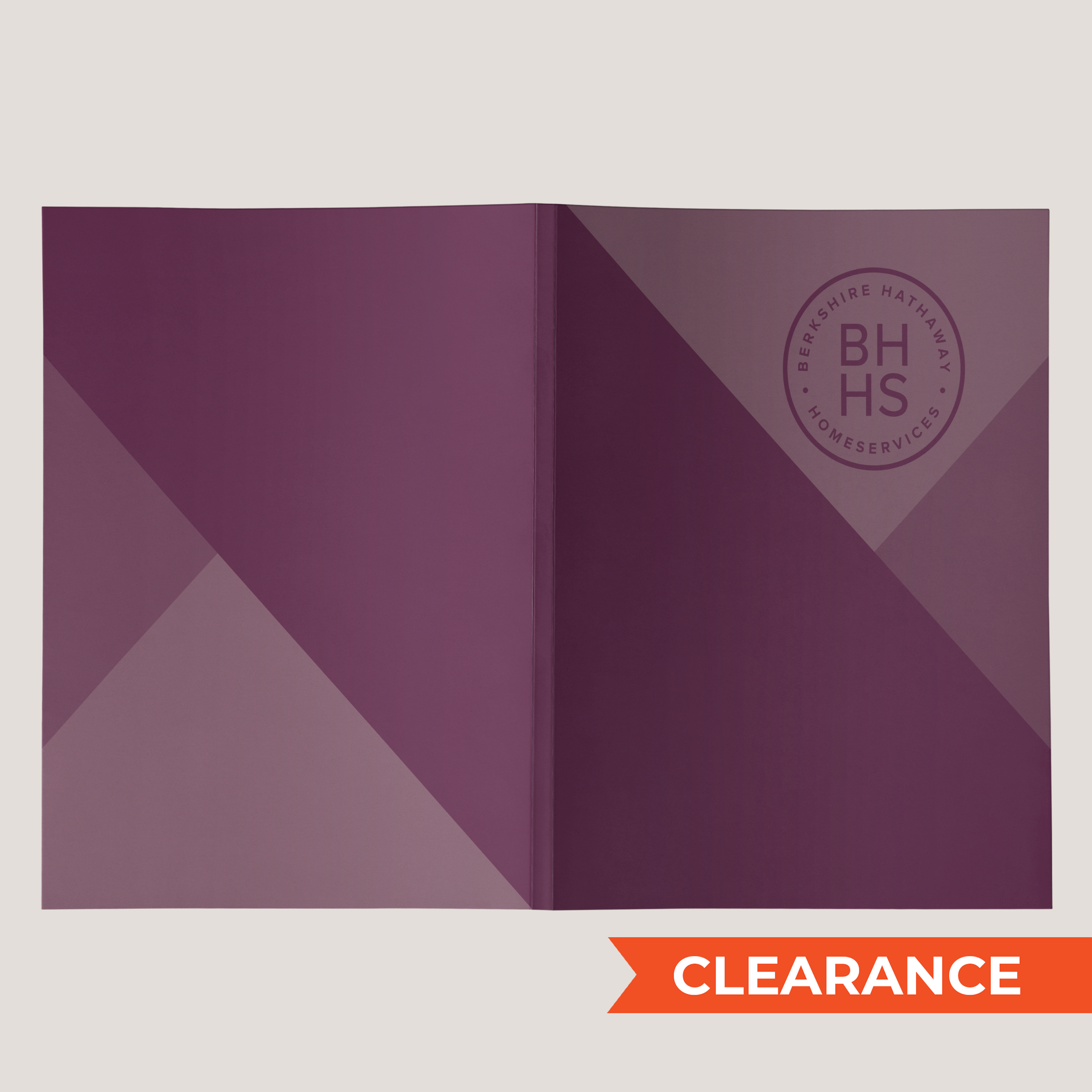 BHHS Cabernet Lay Flat Pocket Folder by Peleman – branded Berkshire Hathaway HomeServices real estate presentation folder 40 pack clearance