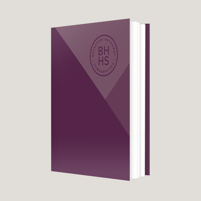 Side angle of BHHS Cabernet Lay Flat Pocket Folder showing soft touch finish and durable lay flat design