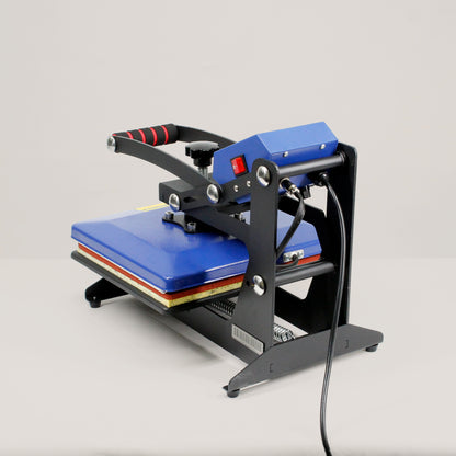 Sublimation Print In Heat Press by Peleman with blue heating plate and black steel frame designed for custom photo printing and heat transfer