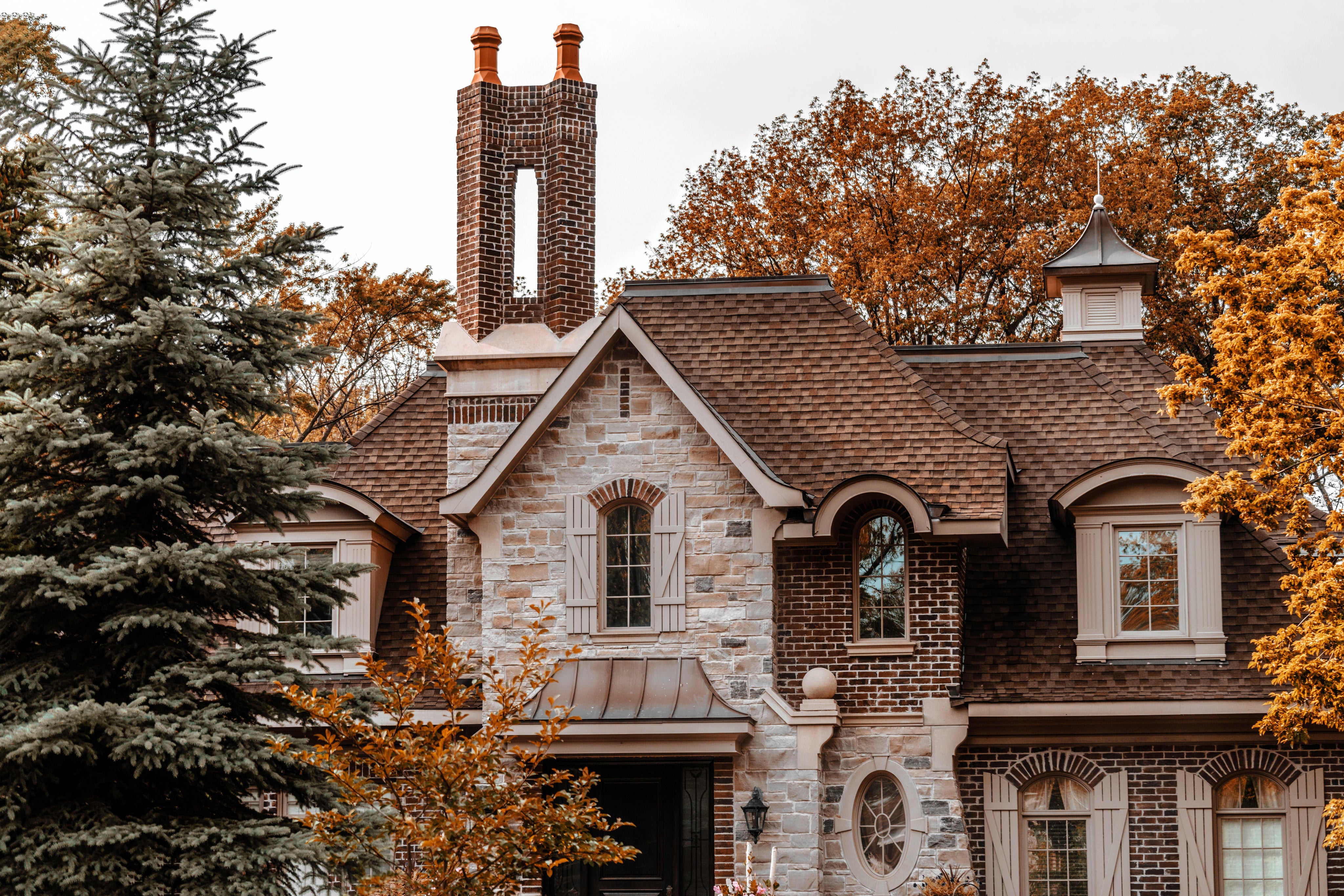 Luxury residential property featured in fall season for real estate marketing
