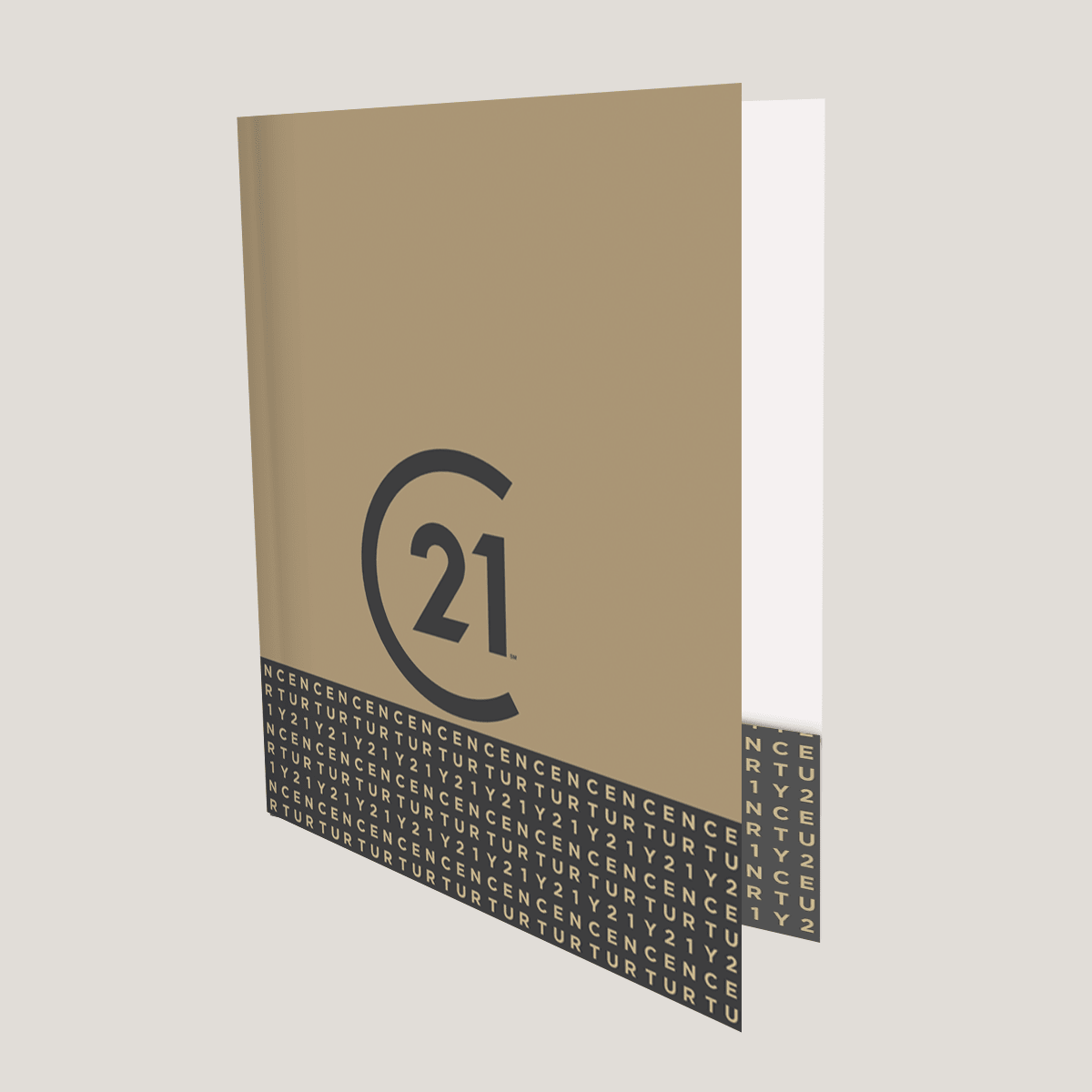 C21 Dark Gold Bar - Lay Flat POCKET FOLDER - CLEARANCE (40 Pack) - Peleman Industries Inc. - 