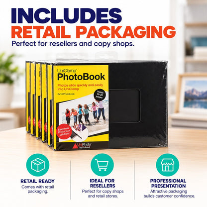 Peleman Eco Black Retail Clamp Photo Album, No Machine, Reusable - Peleman Industries Inc. - 8x10 inch - No Window - 1 Piece