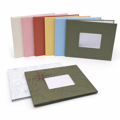 Peleman Life in Color maker bundle landscape window hardcovers in cream, pink, rust, yellow, blue and olive plus floral and compass map travel scrapbook album covers