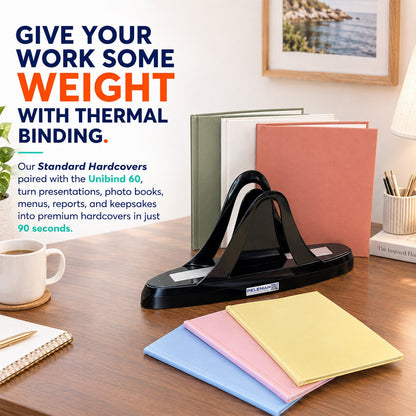 Peleman Life in Color signature bundle with the Unibind 60 thermal binding machine and soft touch hardcovers, a bookbinding kit for photo books, scrapbook albums, journals and keepsakes