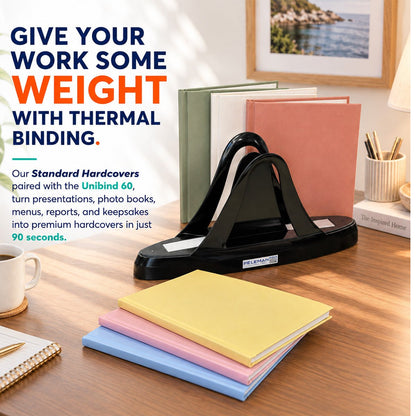Peleman soft touch portrait hardcovers with the Unibind 60 thermal binding machine, a photo album and scrapbook binding machine for crafts, photo books and keepsakes