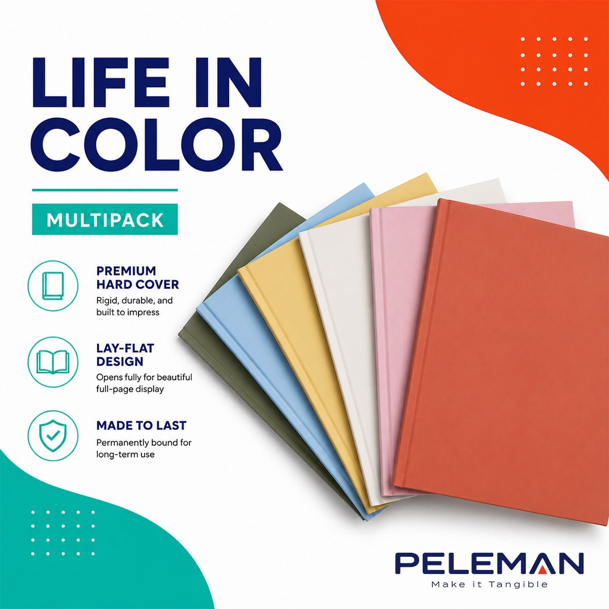 Peleman Solid Color Portrait Hardcover Kit for Unibind 60 Pro, Mixed 6-Pack - Peleman Industries Inc. - Soft-Touch Hardcover - 