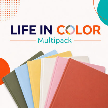Peleman Life in Color multipack of solid color portrait soft touch hardcovers, 5 pack for thermal binding machines, photo album and memory book covers in olive, blue, yellow, white, pink and rust