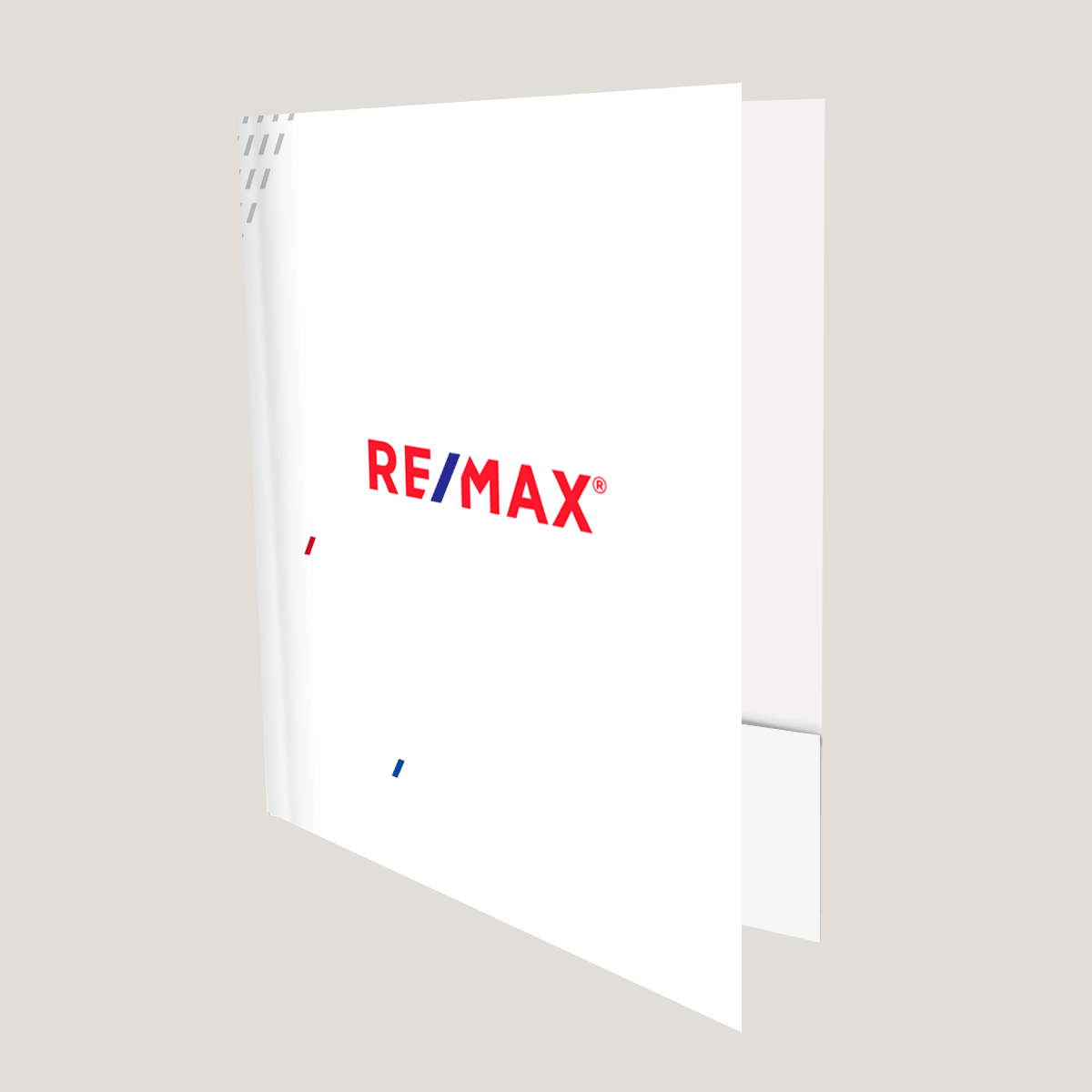 Re/Max White Line - Lay Flat POCKET FOLDER - CLEARANCE (40 Pack) - Peleman Industries Inc. - 