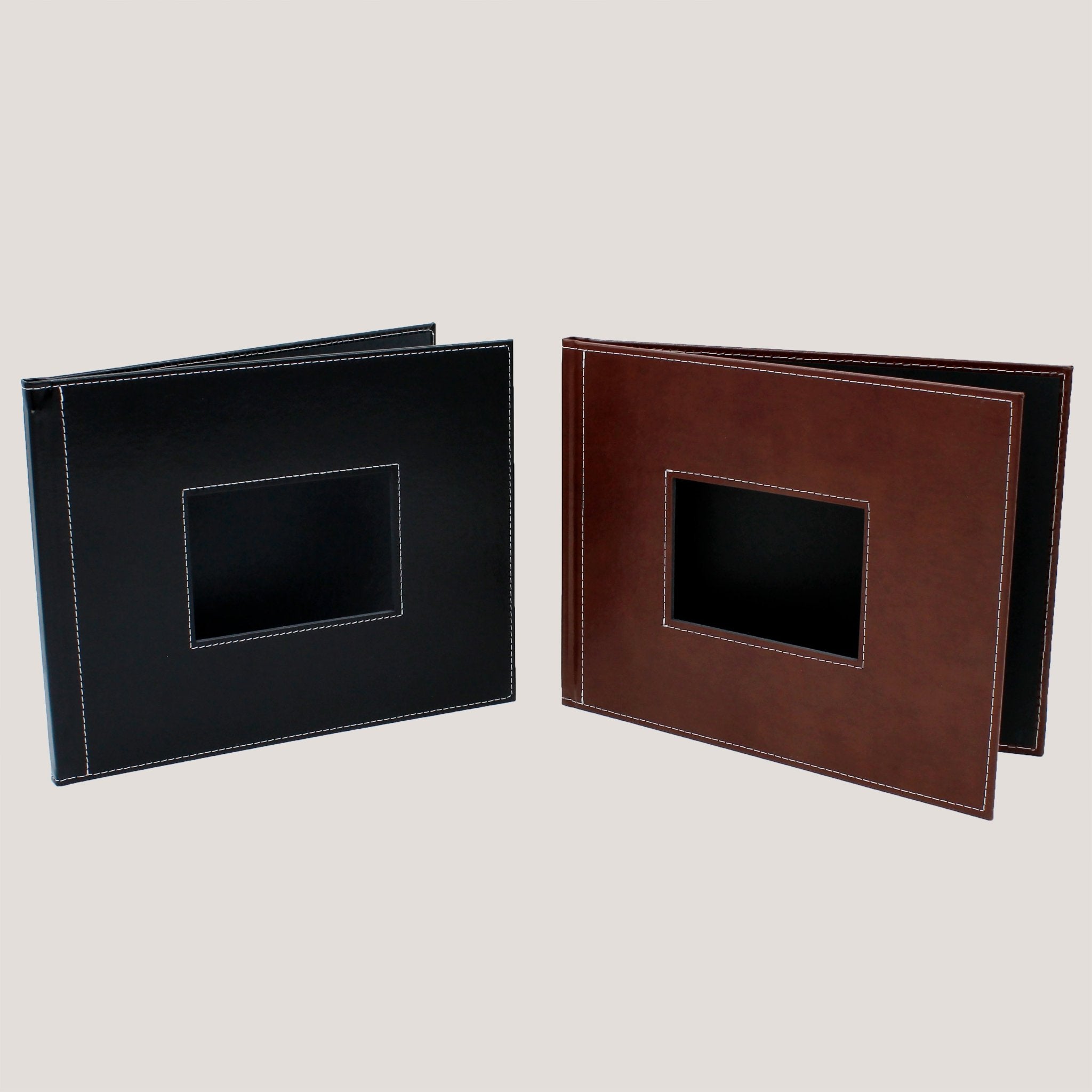 Stitched Leather Photobooks - Peleman Industries Inc. - Black - Window - Padded