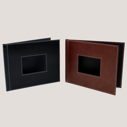 Stitched Leather Photobooks - Peleman Industries Inc. - Black - Window - Padded