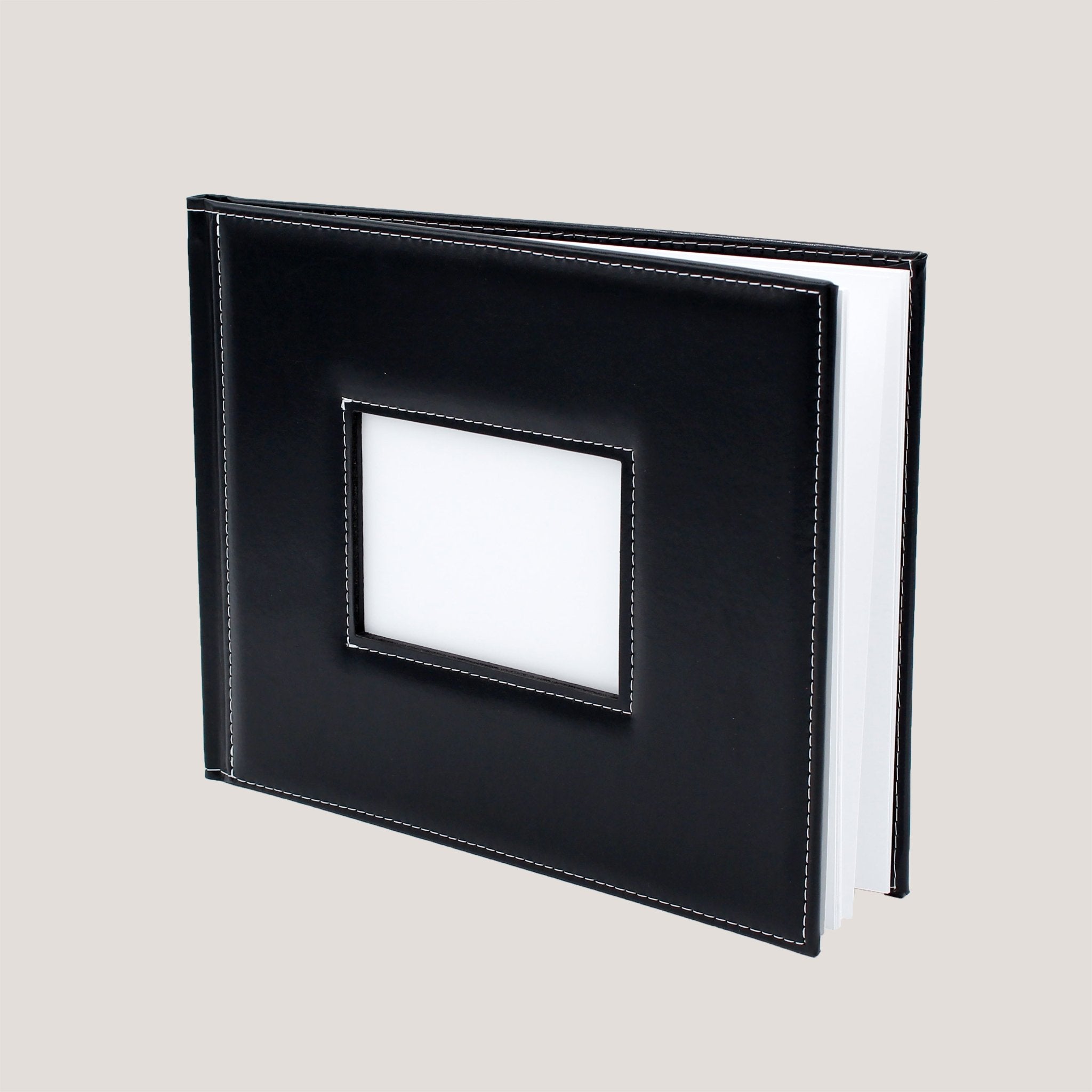 Stitched Leather Photobooks - Peleman Industries Inc. - Black - Window - Padded